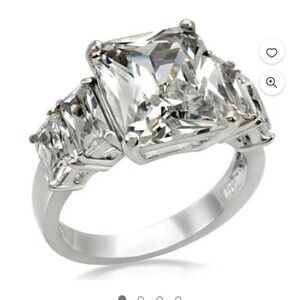 Lux Jewelry Design Cubic Zirconia  Square Stone W/Paved Setting sz 7.5